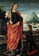 Domenico Ghirlandaio St Barbara Crushing her Infidel Father, with a Kneeling Donor oil painting on canvas